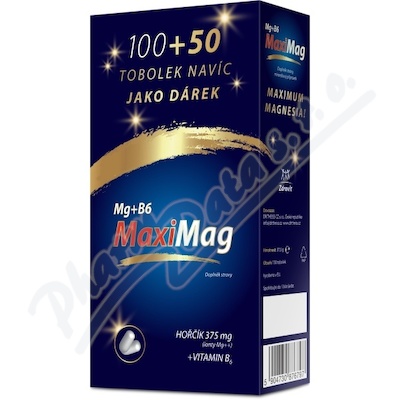 MaxiMag Hořčík 375mg+B6 tob.100+50DÁR.BA